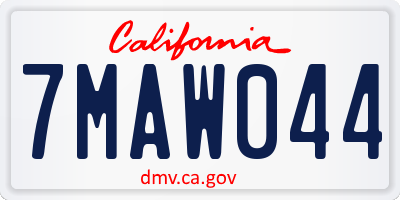 CA license plate 7MAW044
