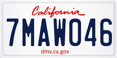 CA license plate 7MAW046