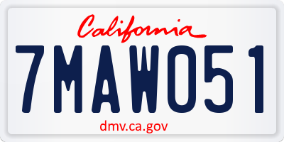 CA license plate 7MAW051