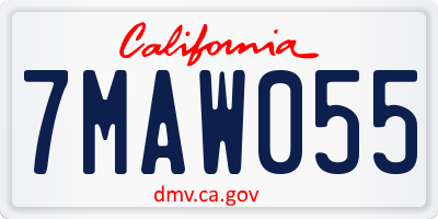 CA license plate 7MAW055