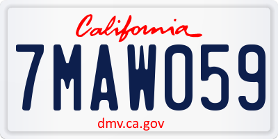 CA license plate 7MAW059