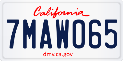 CA license plate 7MAW065
