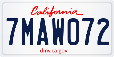 CA license plate 7MAW072