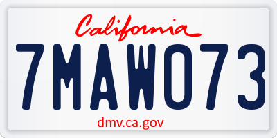 CA license plate 7MAW073