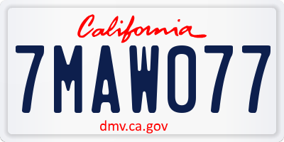 CA license plate 7MAW077