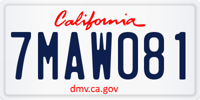 CA license plate 7MAW081