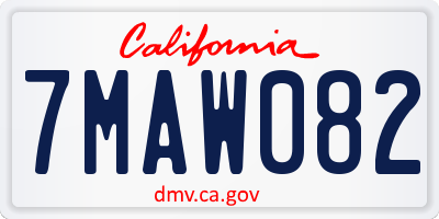 CA license plate 7MAW082