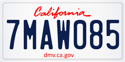 CA license plate 7MAW085