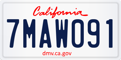 CA license plate 7MAW091