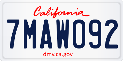 CA license plate 7MAW092