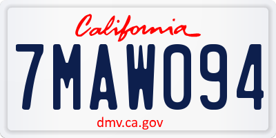 CA license plate 7MAW094