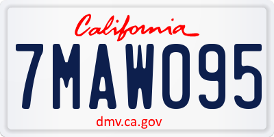 CA license plate 7MAW095