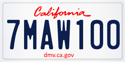 CA license plate 7MAW100