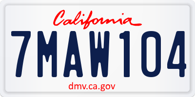 CA license plate 7MAW104