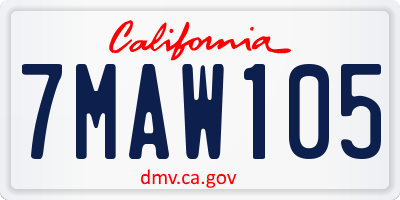 CA license plate 7MAW105