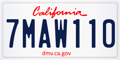 CA license plate 7MAW110