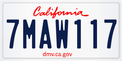 CA license plate 7MAW117