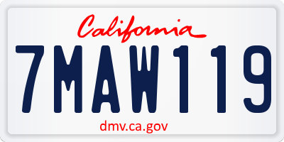 CA license plate 7MAW119