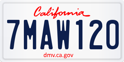 CA license plate 7MAW120