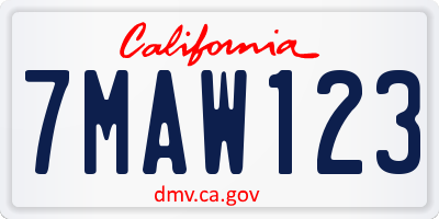 CA license plate 7MAW123