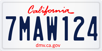 CA license plate 7MAW124