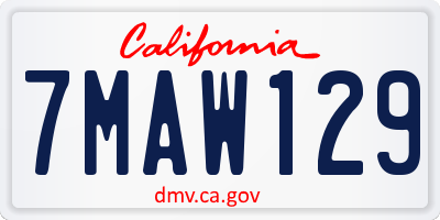 CA license plate 7MAW129