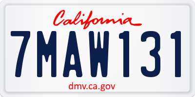 CA license plate 7MAW131