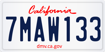 CA license plate 7MAW133