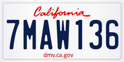CA license plate 7MAW136