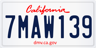 CA license plate 7MAW139