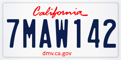 CA license plate 7MAW142