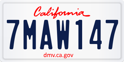 CA license plate 7MAW147