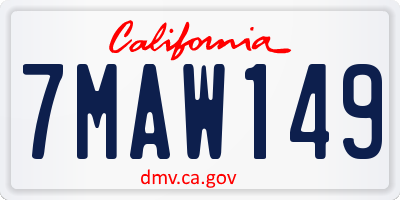 CA license plate 7MAW149