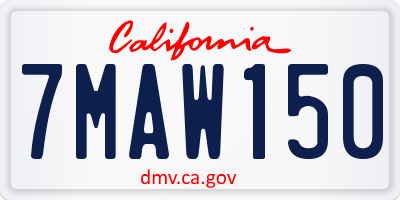 CA license plate 7MAW150