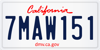 CA license plate 7MAW151