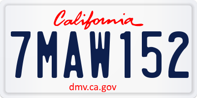 CA license plate 7MAW152
