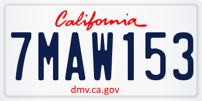 CA license plate 7MAW153