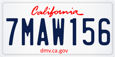 CA license plate 7MAW156
