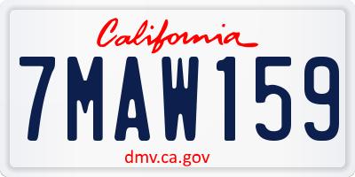 CA license plate 7MAW159