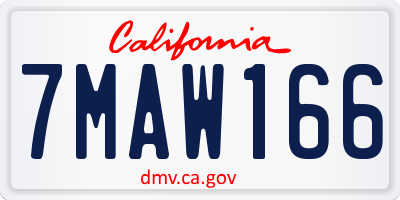 CA license plate 7MAW166