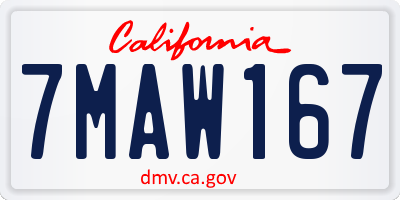 CA license plate 7MAW167