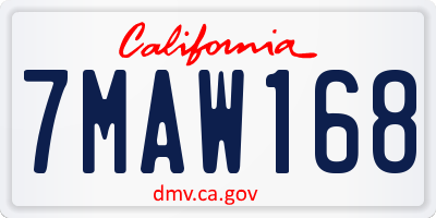 CA license plate 7MAW168