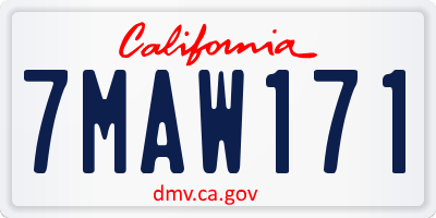 CA license plate 7MAW171