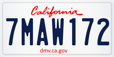 CA license plate 7MAW172