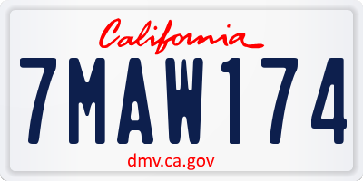 CA license plate 7MAW174