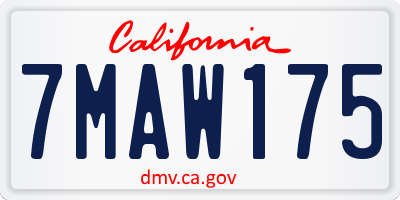 CA license plate 7MAW175
