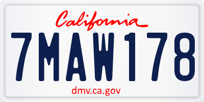 CA license plate 7MAW178