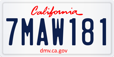 CA license plate 7MAW181