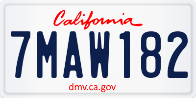 CA license plate 7MAW182