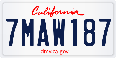 CA license plate 7MAW187